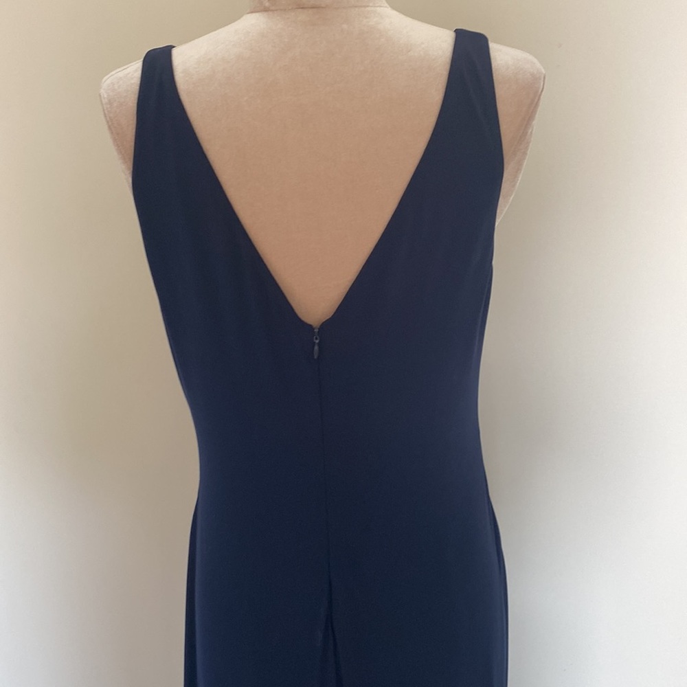 Ralph Lauren Navy Lace-Panel Jersey Gown Size 12 - Picture 5 of 13